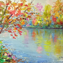 "Autunno sull'Adda" olio su tavola 40x30 (Codice 278)