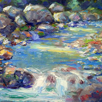 Ruscello - olio su tavola cm 37 x 24 - Codice P216