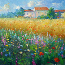 Paesaggio estivo olio su tela cm 50x40 Codice 237