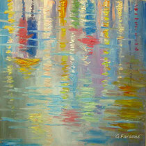 Riflessi  - Olio su tavola dipinto con spatola cm 40 x 40 (Codice M07)