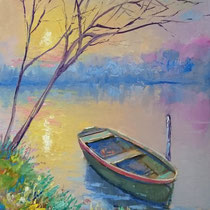 Fine Ottobre sull'Adda - olio su tela 50x40 (Codice 260)