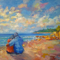 L'abbraccio Olio su tela 50 x 40 - (Codice F07)
