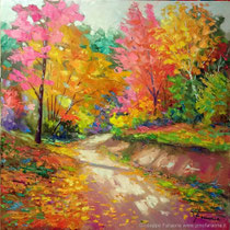 Impressioni d'autunno - olio su tela cm 60 x 60 (Codice 262)