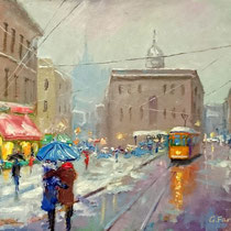Piazza Cordusio - Olio su tela 50x40 - (Codice M15)