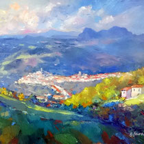 "Veduta di Picerno" Dipinto in corso d'opera olio su tela cm 80x60 (codice 283)