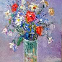 Vaso con fiori di campo - olio su tavola 20 x 30 - (Codice F03