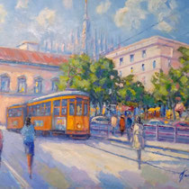 Piazza Fontana - Olio su tela cm 50x40 - (Codice M02)