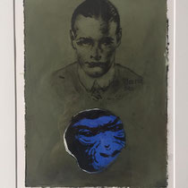 Monotypie: MONKEY blue (incl. Rahmen) 2019 Papier  60 x 50 cm
