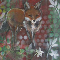 "fuchs und gans", 40 cm x 100 cm, acryl auf leinwand