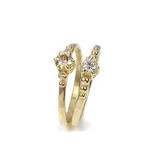 Zwei Verlobungsringe in Gelbgold mit weißem + champagner-farbenen Brillant 0.20 ct. bzw. 0.24 ct.