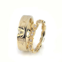 Außergewöhnliche Hochzeitsringe in sattem Gelbgold 585/000
