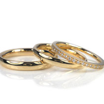 Schönes Trio in Roségold - Beisteckring mit feinem Millegrain-Ornament