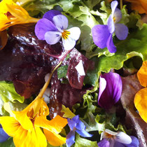 Salade composée avec des fleurs