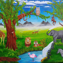 De dierenwereld; geschilderd voor mijn jongste kleindochter Myrthe die dol op dieren is