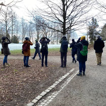 «Ausfliegen mit Gimpel», Frühmorgens im Rieterpark, Mörz 2021