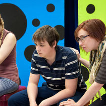 Marie-Eve Fortier, Charles Rose, Lauriane Lehouillier  -  Hyper Talk Show - Théâtre Dérives Urbaines - Photo Marianne Duval