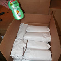 Gut verpackte Duschgels usw.