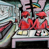 El Mo-Li-Cu-Lo desde el cuartel general, 2007. Tinta sobre papel, 48x36 cm