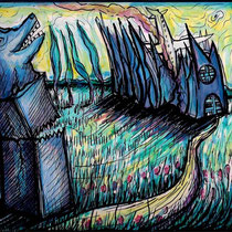Ataque al atardecer, 2008. Tinta sobre papel, 50x70 cm