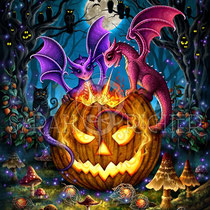 Gothic Fantasy Illustration " The glowing Pumpkin" art for licensing  / licensing artist
