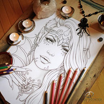 Valandriel / Coloring Page - Gothic Fantasy von Sarah Richter