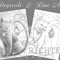 Salem / Greyscale & Line Art Coloring Page Pack / Gothic Fantasy von Sarah Richter 