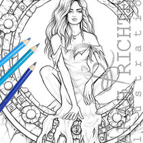 Midnight / Coloring Page - Gothic Fantasy von Sarah Richter