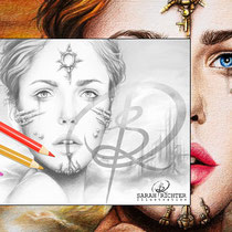 Shibalba / Greyscale-Coloring Page / Gothic Fantasy von Sarah Richter 