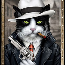 Gothic Fantasy Illustration " Al Catpone - The Furrytails Family " art for licensing  / licensing artist