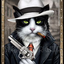 Gothic Fantasy Illustration " Al Catpone - The Furrytails Family " art for licensing  / licensing artist