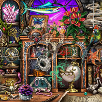 Fantasy Illustration " Cabinet of Curiosities " art for licensing  / licensing artist