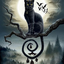Gothic Fantasy Illustration " Moonlight Companions " art for licensing  / licensing artist
