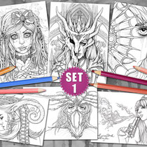 6 Coloring Pages - Gothic & Fantasy Pack I  von Sarah Richter