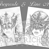 Venice / Greyscale & Line Art Coloring Page Pack / Gothic Fantasy von Sarah Richter 