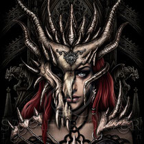 Gothic Fantasy Illustration " Dragon Mask " art for licensing  / licensing artist