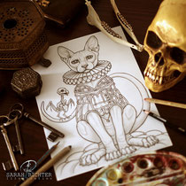 Sphynx/ Fantasy Coloring Page / Gothic Fantasy von Sarah Richter