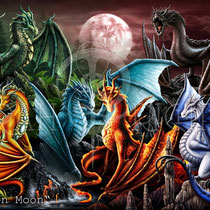 Fantasy Dragon Illustration " Dragon Moon " art for licensing  / licensing artist