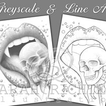 Deadly Sweet / Greyscale & Line Art Coloring Page Pack / Gothic Fantasy von Sarah Richter 