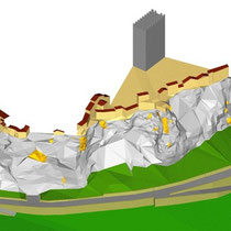 Consolidamento costone roccioso del centro abitato in Motta Sant'Anastasia - Rendering rilievo costone roccioso