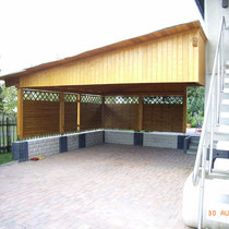 Schleppdachcarport mit Sichtschutz