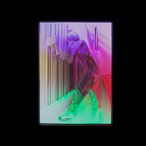 Racer Malevich with an Axe — 3D-printed relief with variable LED lighting: the relief shifts to pink, green and red hues through changing light.