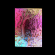 Racer Malevich as a Bather — 3D-printed relief with variable LED lighting: the relief shifts to pink, blue and yellow hues through changing light.
