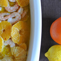 Garnelen mit Orangen aus dem Ofen: Nicht nur für Gäste