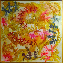 Girotondo, 1999, acrilico e collage, 70 x 70 cm