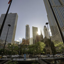 North Michigan Avenue with Fourth Presbyterian Church (from John Hancock Center)