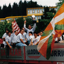 Celebración posterior del ascenso a Preferente, en la temporada 1992-93.