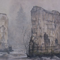 Bout du lac St Point -  Huile sur carton marouflé sur médium ( détail ) - 79,5 x 119,5 cm - 2016