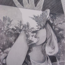 intérieur-extérieur (((()))) Invisible-Visible (travail en cours) acrylique et graphite sur toile 116 x 89 cm
