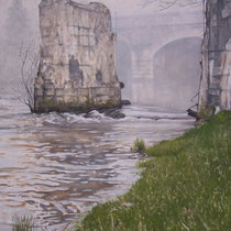 Nouvelle ère (Bout du lac St Point) - huile sur carton marouflé sur médium - 79,5 x 119,5 cm - 2016 (détail)