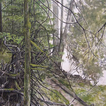 Le Foureperret - Huile sur carton marouflé sur médium - 79,5 x 119,5 cm (détail) - 2016